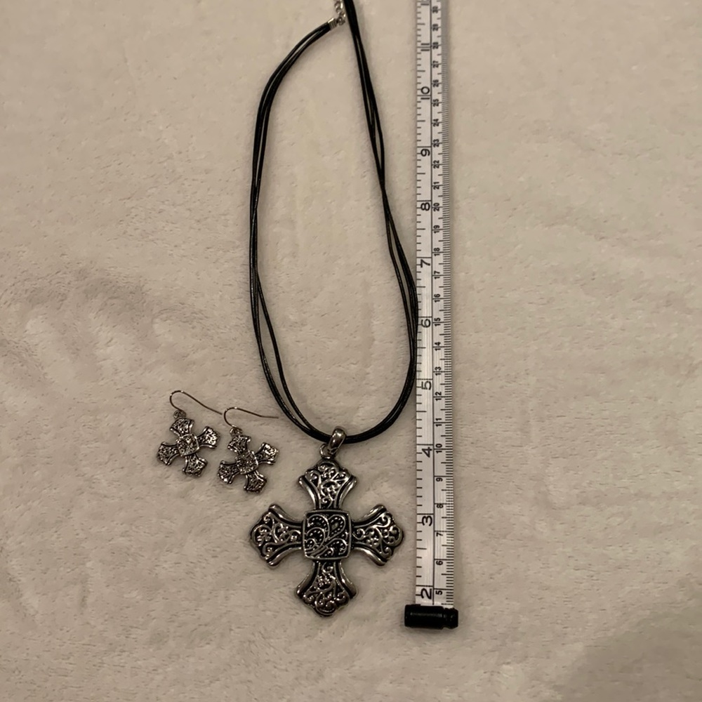 Cross necklace and earrings